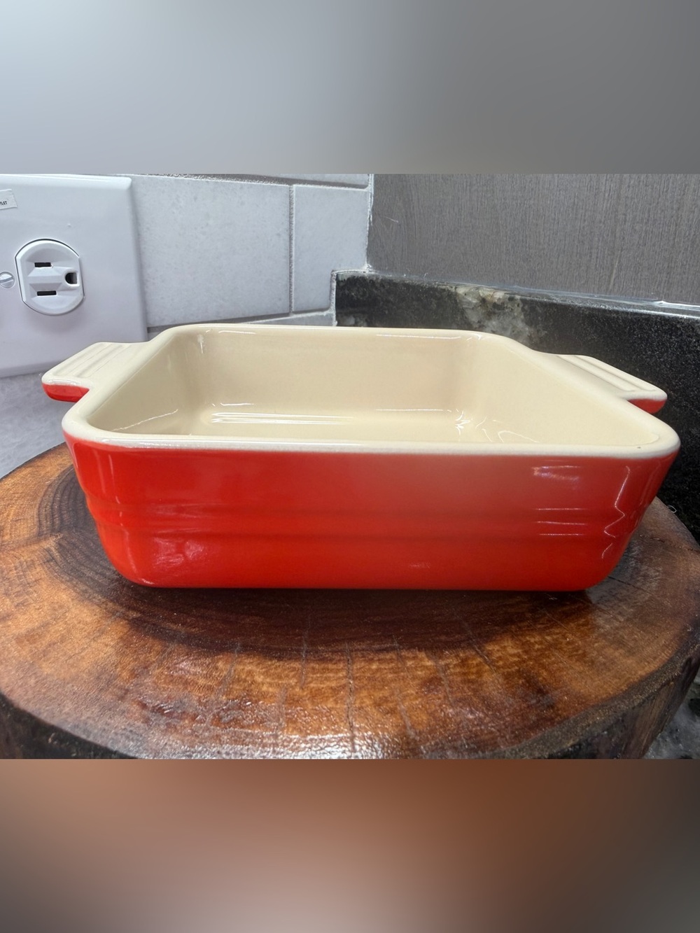New Le Creuset Chilli Carmine 14cm Square Baking Dish 5.5” Stoneware Chili Red
